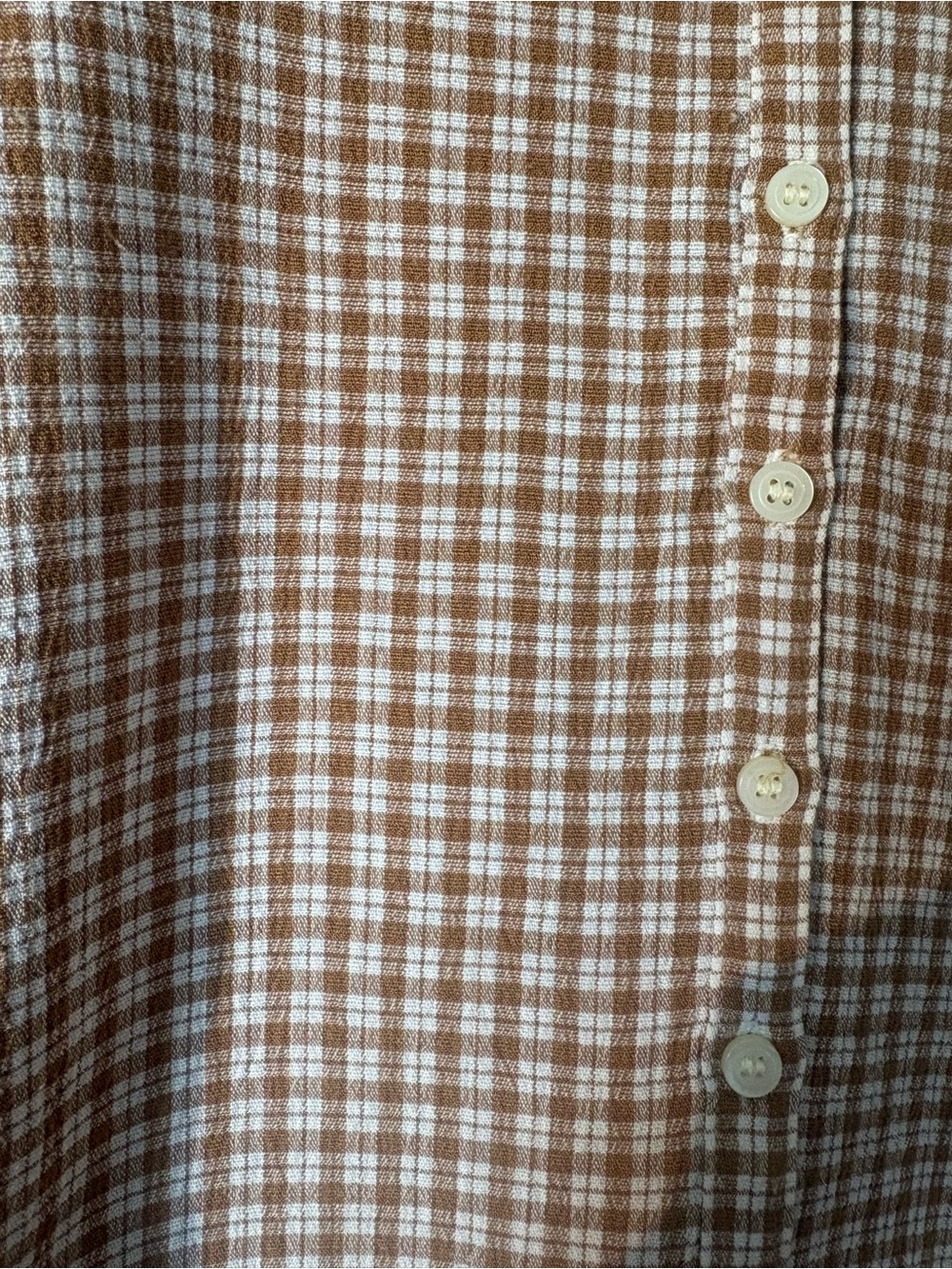 Madewell Tan and Cream Plaid Gingham Button-Up Shirt - Picture 2 of 6